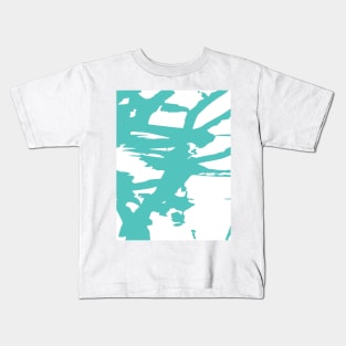 Turquoise Paint Spilled on White Kids T-Shirt